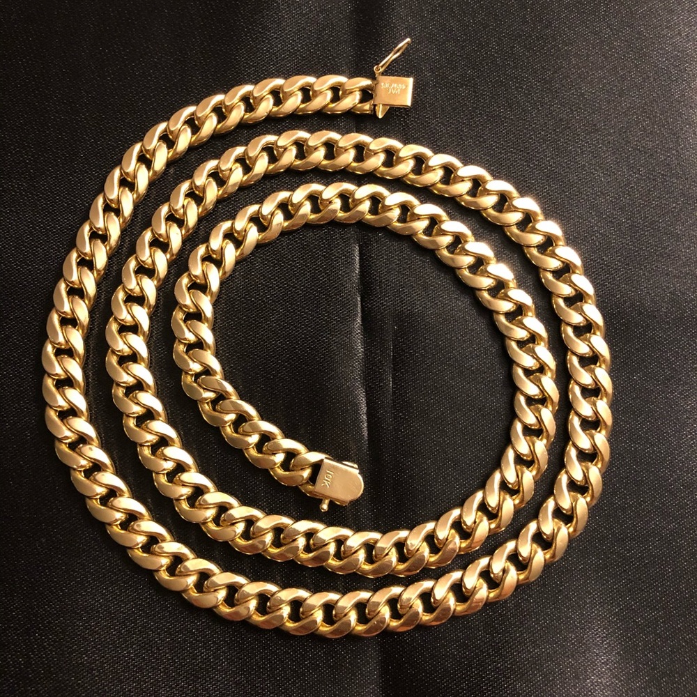 Real Solid 10K Gold Miami Cuban Link Chain